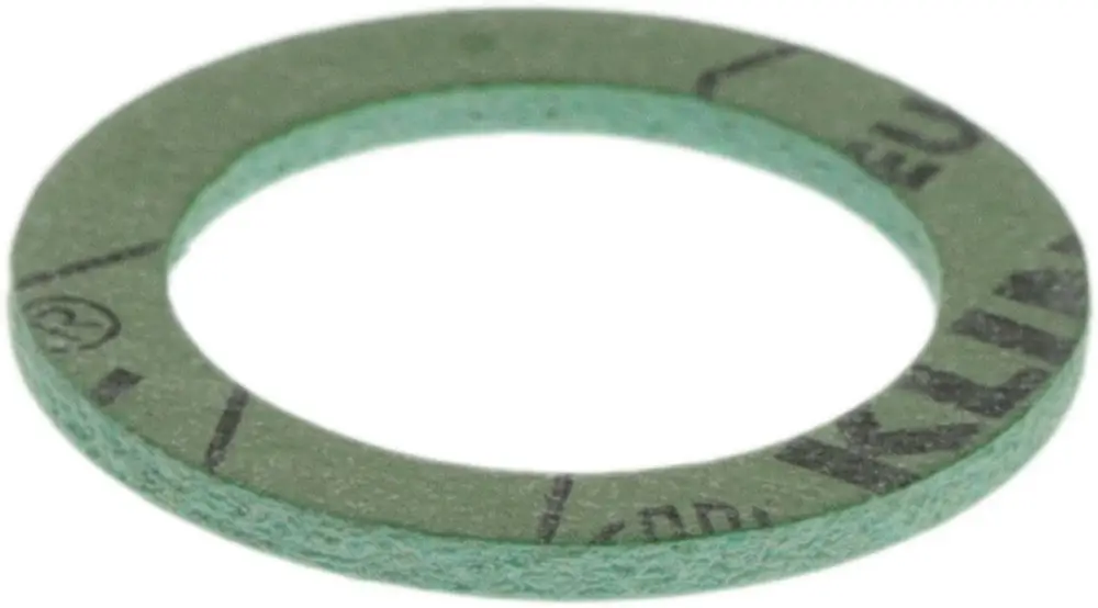 Grüne Dichtung aus einem kompakten Material, mit runder Form und einem Loch in der Mitte, hergestellt von Bosch.